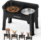 URPOWER Mess Proof Elevated Dog Bowls, High Wall Splash Guard Design, 4 Height Adjustable Raised Bowl Stand, 2 Stainless Steel Bowls, Non-Slip Food Water Set for Small Medium Large Dogs