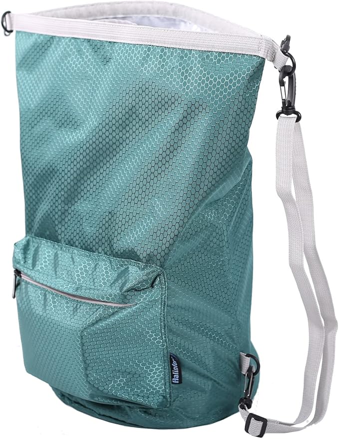 halinfer Dog Food Travel Container Bag, Kibble Carrier 42 Cups 10L with Storage Front Pocket and Shoulder Strap for Travel, Hiking and Camping (Green)