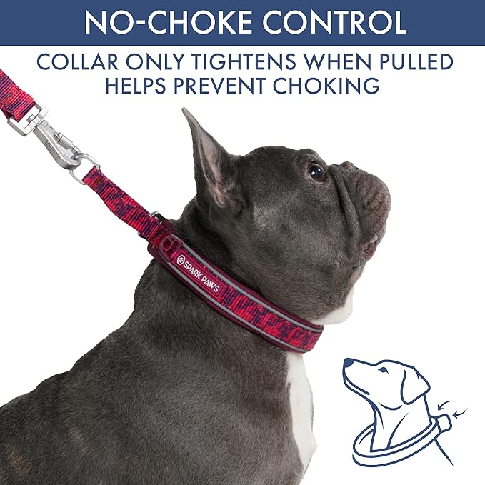 Spark Paws Martingale Dog Collar – Cushioned Slip-On Training Collar, Heavy Duty, Safety-Tested No-Buckle Collar for Medium & Large Dogs - Fuchsia Camo - D