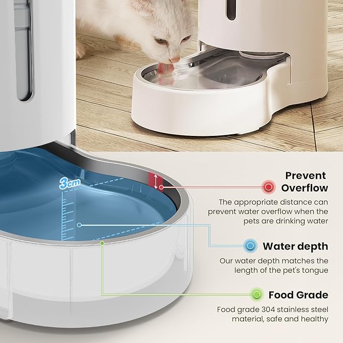 CZPET Elevated Dog Water Bowl Dispenser for Large Dogs,2.5 Gallon Tall Raised Pet Waterer Stand,Relieve Neck Pressure,Large Capacity and Drinking Area Noise-Free for Pets (9.5L+Stand,White)