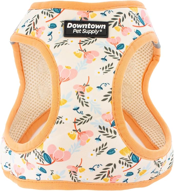 Downtown Pet Supply Step-in Dog Harness – No Pull, Adjustable Padded Mesh with Reflective Trim, Secure Buckle Strap – Comfortable & Breathable Small Dog Harness, XX-Small, Floral