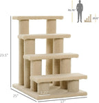 25" 4-Step Multi-Level Carpeted Cat Scratching Post Pet Stairs,cat Tree Tower cat Ladder for Indoor cat Gym for Indoor Cats cat Climbing Wall Small cat Tree for Indoor Cats Beige