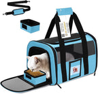 Cat Carrier Dog Carriers Airline Approved for Small Dogs, Kitten, Carriers for Small Medium Cats Under 15lb, Collapsible Soft Sided TSA Approved Pet Travel Carrier-Blue