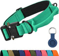 Joytale Tactical Dog Collar for Medium Dogs with Control Handle, Heavy Duty Military Training Collar for Power Breeds, AirTag Holder Case, Quick Release Metal Buckle, Soft Padded, M, Teal