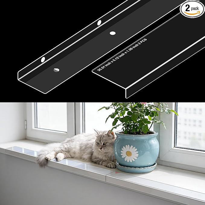 Ultra Clear Window Sill Protector - Scratch & Chew Proof Pet Guard for Dogs & Cats, Easy Install Transparent Ledge Cover, No Residue