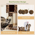 Globlazer Cat Trees and Towers for Multiple Adult Cats, 82-inch XXL Tall Cat Tree Tower for Indoor Cats with Scratching Post, 3 Perches, 2 Condos, 2 Hanging Baskets, F82, Leopard Print