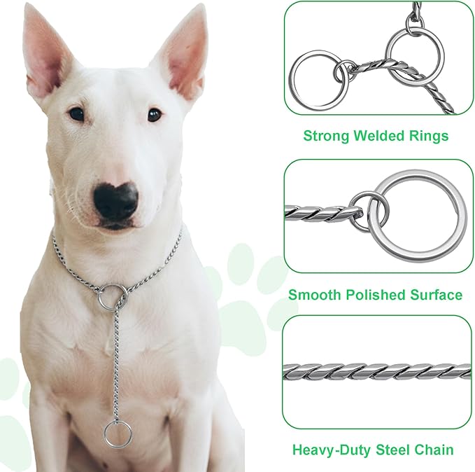 Dog P Snake Chain Chrome Plated Metal Dog Training Choke/Collar-Fully Guaranteed Against Rust Tarnish or Breakage-Recommended for Professional Training (Sliver, 5mm * 22")