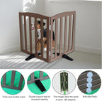 Freestanding Dog Gate Indoor,Doggie Gate Foldable Pet Gates for Doorways,Stairs or Hallways, Wooden Brown Pet Gate for the House, Pet Fence with Support Feet Included,32 "Height-2 Panels
