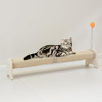 Meeyoview 30" Horizontal Scratching Post, Sisal Cat Scratcher with Spring Toy, Large Floor Mount Scratching Pad, Furniture Protector for Indoor Cats, Oval