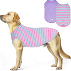 KYEESE 2Pack Dog Shirt, Soft Striped Dogs T Shirts, Lightweight Pet Tank Top, Sleeveless Dog Shirt for Medium Dogs, Stretchy Comfortable Pet Vest, Purple+Blue Striped, 2XL