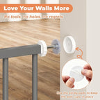 29"-40" Baby Gate for Stairs, Auto Close Stroller Friendly Dog Gate Indoor for Doorways, Pressure Mounted Baby Gate, Easy Walk Through Gate for Children & Pets, Grey