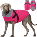 XL Dog Winter Coat with Harness Built in, Dog Puffer Jacket for Large Dogs, Pet Warm Winter Vest, Rose XL