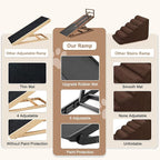 SLSY Dog Ramp for Bed, Folding Adjustable Pet Ramp with Non-Slip Rubber Mat, 45.2" Long, 5 Heights 15.7''–23.6", Portable Natural Wood Ramp for Small & Senior Dogs & Cats