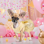 Birthday Dog Dress with Gold Sparkly Sequin Princess Dog Clothes for Small Medium Large Dogs Girls Boys Cats Outfit Apparel
