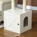 Elegant Multi-Tier Cat Tree with Privacy Litter Box, Premium Sisal Scratching Areas, Plush Bedding, Tiered Platforms - White