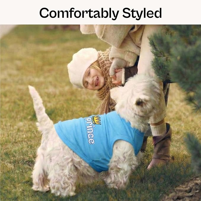 Parisian Pet Dog Shirt – 100% Cotton Shirts for Medium Dogs – Blue Sleeveless Puppy Clothes – Lightweight and Breathable Dog Apparel – Boy Dogs Clothes - Stretchy Pet T Shirts