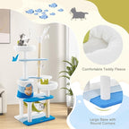 PETSITE Ocean-Themed Cat Tree for Indoor Cats, Multi-Level Cat Tower with Natural Sisal Scratching Posts, Hanging Toys and Padded Top Perch, Modern Cat Tree for Large Cats 20 lbs Heavy Duty (65")