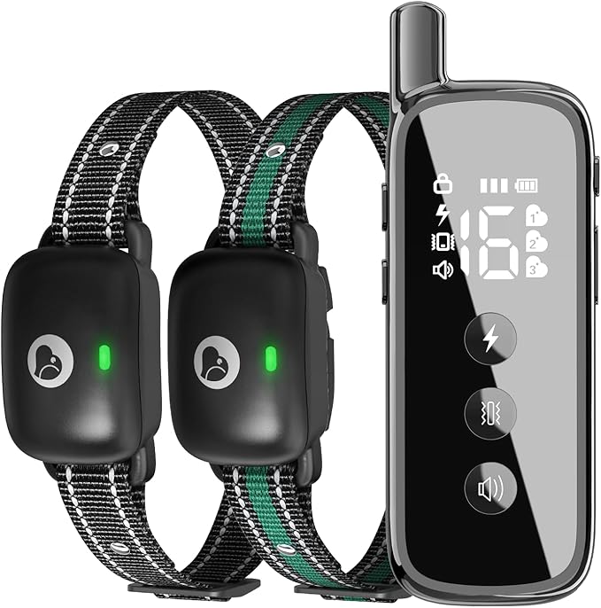 Dog Training Collar 2 Dogs Upgraded 2600FT Remote Rechargeable Waterproof Electric Shock Collar with Beep Vibration Shock for All Dogs (5-120lbs), Black