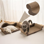 NATUYA Cat Scratcher Cardboard Lounge Bed, 26" Extra-Large Cat Scratching Board, Durable Indoor Cats Scratch Sofa, Furniture Protector, Modern Stylish Cats Bed