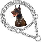 Dog Chain Collar Metal Martingale Anti Chew Training Collars Chew Proof, Chrome Plated, 2 Link for Small Medium Large Dogs (Silver, Large(for Neck 20-25''))