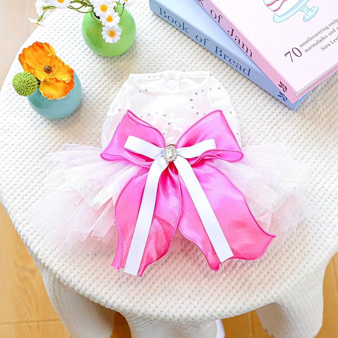 Furbabycare® Elegant Sweet Fashion Puppy Dog Blingbling Princess Skirt Pet Dog Lace Cake Camisole Tutu Dress H-Rosered X-Small