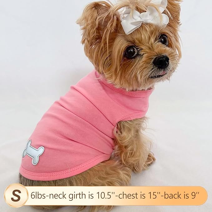 KYEESE 2Pack Dog Shirt, Soft Striped Dogs T Shirts, Lightweight Doggie Tank Top Cat Clothes, Sleeveless Dog Shirt for Small Dogs, Stretchy Pet Vest, Pink, Small