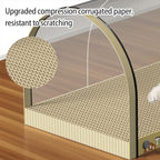 3 Function in 1 Cardboard Cat Scratcher Board, 31.5 in Cat Scratcher House, Cat Scratchers for Indoor Cats, Arched Cats Scratch Pad As Cat Bed, Cat Tunnel for Sleep, Grind Claws (Beige)