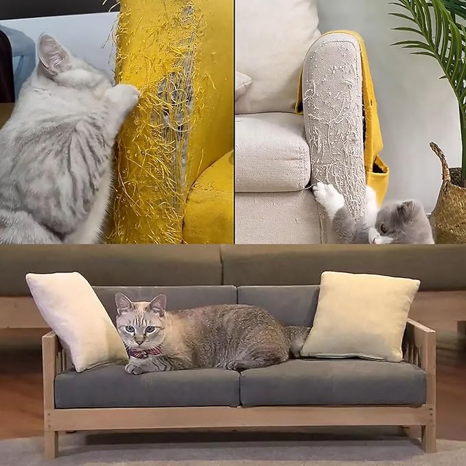 Chuangseed Anti-Cat Scratch Tape - 3" x 30Yds, Clear Double-Sided Cat Scratch Deterrent for Furniture, Carpet, Doors, Pet & Kid Safe