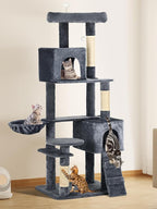 YITAHOME Cat Tree, 70.8 inches Large Cat Tower for Indoor Cats, Multi-Level House with 2 Padded Perches, Big Scratcher, Cozy Basket, 2 Cat Condos and Scratching Posts, Dark Gray