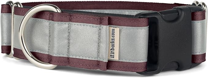 If It Barks - 1.5" Reflective Martingale Collar with Quick Snap Buckle for Dogs - Adjustable - Made in USA - Strong, Durable, and Comfy - Ideal for Training - Fits Most Breeds - Large, Burgundy
