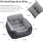 Dog Car Seat for Small Dogs, Washable Pet Booster Car Seats with Clip-On Safty Leash, Comfy Deluxe Plush Carseat with Storage Pockets, Puppy Travel Carrier Bed for Dogs Under 25 lbs, Grey