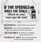 Funny Toilet Wood Decor Sign, If You Sprinkle While You Tinkle Please Be Neat Wipe the Seat! Hanging Printed Wooden Plaque Décor, Bathroom Wall Décor, Wood Wall Sign for Public Restroom 12x6 inch