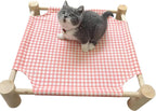 Pozico Elevated Cat & Dog Bed – Wooden Frame Pet Hammock for Small Dogs & Cats, Indoor/Outdoor Raised Bed with Breathable Mesh, Portable Pet Cot Furniture – Pink Grid