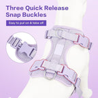 Wisedog Dog Harness Medium Sized, Pet Vest with Front Clip, Adjustable Puppy Harness with 3 Fast Release Buckles[Easy to Put on & Take Off] (Lilac, S)