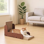 FUKUMARU Cat Scratcher, 26.8 Inch L Shaped Cat Scratch Pad Wall, Modern Cardboard Cats Scratching Board for Indoor Cats, Felt Vertical Scratching Post, Furniture Protector (Caramel)