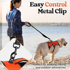 rabbitgoo Escape Proof Dog Harness, Soft Padded Full Body Pet Harness, Reflective Adjustable No Pull Vest with Lift Handle and Leash Clip for Large Dogs Walking Hiking Training, L, Orange