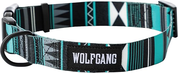 Wolfgang Heavy Duty, Adjustable Dog Collar with Quick Release Nylon Buckle for Walking & Training, WesternSky Print, Medium