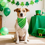 St. Patrick’s Day Dog Bandana for Small Medium Dogs - Reversible Lucky Green Shamrock Clover & Stripes Scarf, Cute Pet Accessory for Irish Gift
