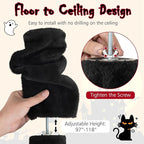 PETSITE Gothic Floor to Ceiling Cat Tree, 97-118 Inches Height Adjustable Goth Ceiling Cat Tower with Sisal Scratching Posts, Condo, Side Basket Bed, Dangling Toy, and Multiple Jumping Platforms