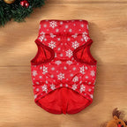 Idepet Pet Dog Cat Coat with Leash Anchor Color Patchwork Padded Puppy Vest Jacket Teddy Chihuahua Costumes Pug Cloth XS S M L(X-Large,Red-Snowflake)
