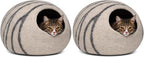 MEOWFIA Cat Cave – Premium Felt Cat Bed for Indoor Cats, Handmade 100% Merino Wool (Light Grey, Medium) (Pack of 2)