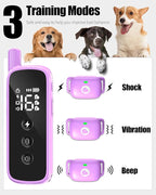 Dog Shock Collar with Remote Control - Rechargeable Training Collar for Dogs, Beep/Vibration/Shock, Security Lock, 2600FT Range IP68 Waterproof Electric Collar for 10-120lbs All Breeds, Purple