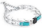 Herm Sprenger Chrome Plated Steel Dog Collar with Quick Release ClicLock Buckle and Biothane Insert Training Collar for Dogs Made in Germany (Sky Blue, 25in x 4.0mm(Neck Size up to21-22in))
