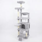 71" Tall Cat Tree for Indoor Cats, Large Multi-Level Cat Tower with Hammock, Condo & Scratching Posts, Plush Cat Tower for Large & Multiple Cats