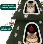 53" Large Christmas Cat Tree Tower: Indoor Green Heavy Duty Cat Condo House with Scratching Post & Toys for Xmas Decorations