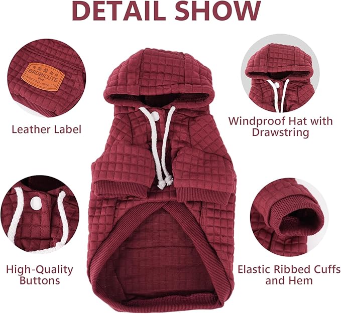 2 Pack Dog Hoodie Sweaters for Small Medium Dogs Warm Dog Clothes for Large Dogs Soft Waffle-Like Laminated Sweatshirt Bulldog (Dark Green+Wine Red, XXS (Back: 8",Chest: 11", Neck: 7.9"))