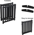 LZRS Freestanding Dog Gate 30 inch Tall - 3 Panels Solid Wooden Pet Gate for Doorways, Stairs & Hallways, Expandable & Foldable with Support Feet，Indoor Use,Black