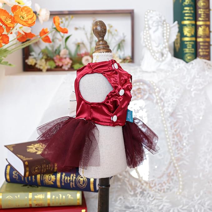 Fashion Sweet Puppy Dog Blingbling Princess Skirt Pet Dog Lace Cake Camisole Tutu Dress J-red M