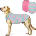 KYEESE 2Pack Dog Shirt, Soft Striped Dogs T Shirts, Lightweight Pet Tank Top, Sleeveless Dog Shirt for Large Dogs, Stretchy Comfortable Pet Vest, Pink, 3XL