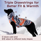 Medium Dog Coat Dog Winter Jacket Warm Dog Coat with Harness Reflective Dog Snow Jacket Water-Resistant Dog Vest Zip Up Snowsuitfor Medium Dogs Jack Russell, Mini Schnauzer Orange-Camouflage